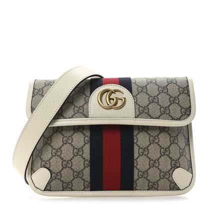 Gucci GG Supreme Monogram Web Small Ophidia Belt Bag 100 40 Beige Ebony White 1 of 10