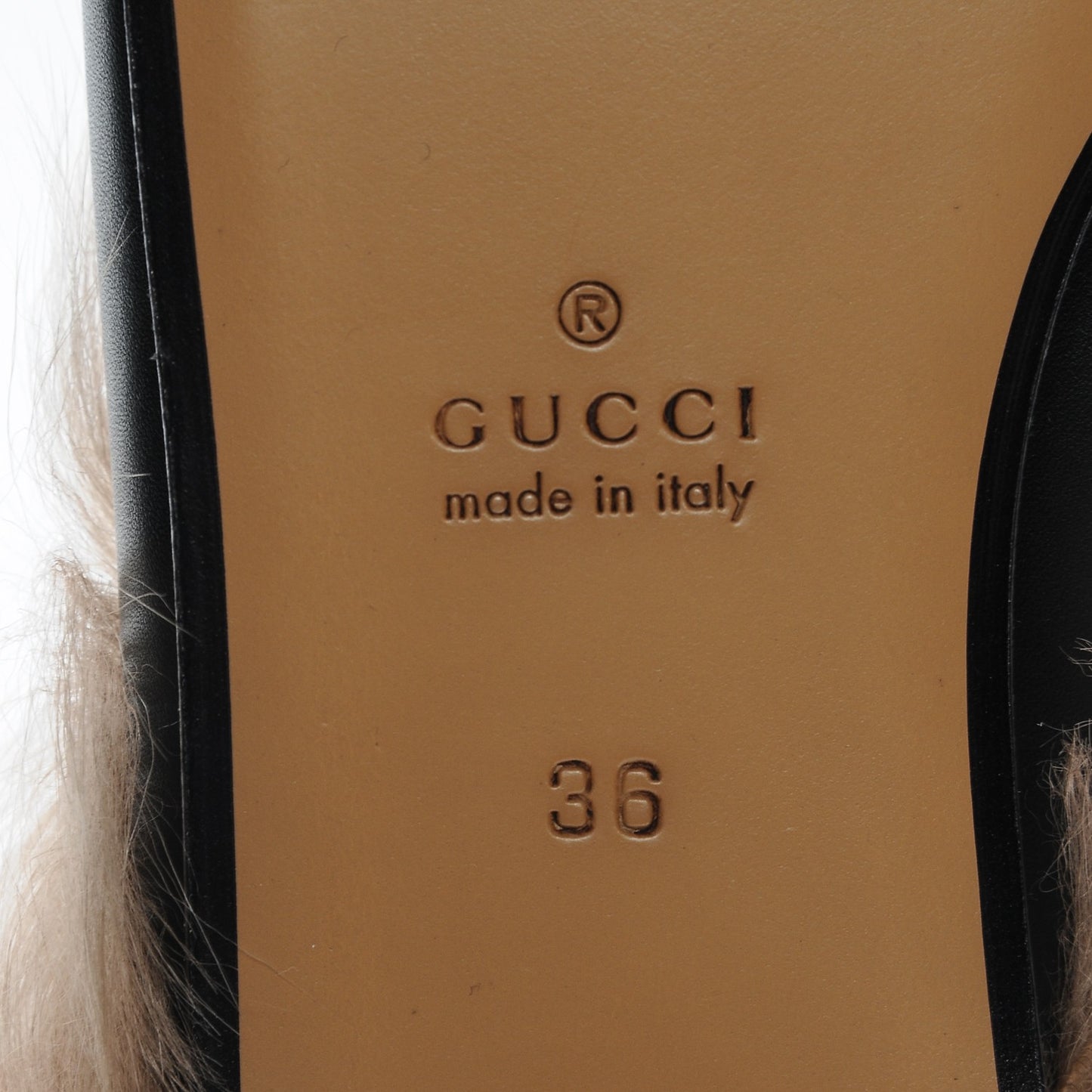 Calfskin Fur Womens Princetown Slippers 36 Black