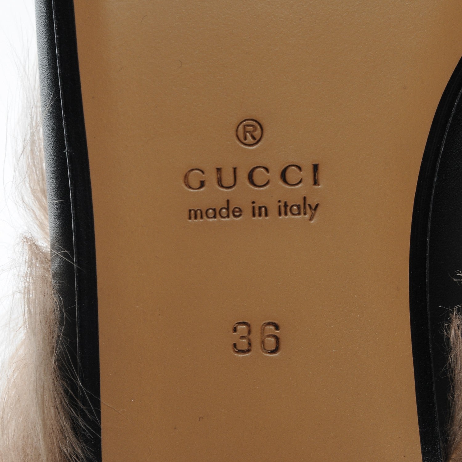 Gucci Calfskin Fur Womens Princetown Slippers 36 Black 6 of 7