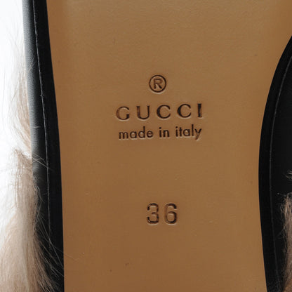 Gucci Calfskin Fur Womens Princetown Slippers 36 Black 6 of 7