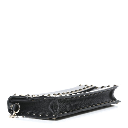 Valentino Garavani Pebbled Calfskin Rockstud Flap Wallet On Chain Black 3 of 4
