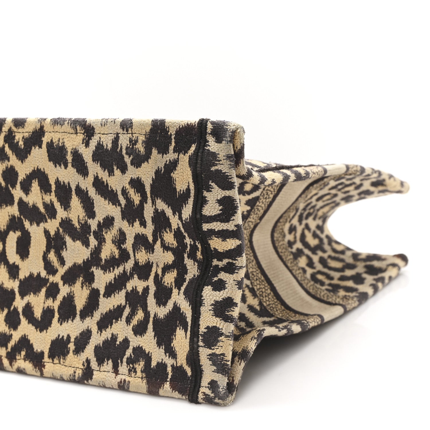 Christian Dior Canvas Mizza Embroidered Large Leopard Book Tote Beige 10 of 13