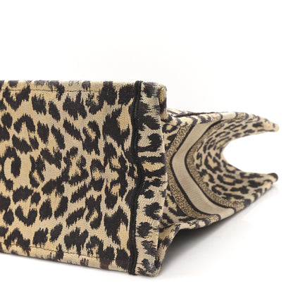 Christian Dior Canvas Mizza Embroidered Large Leopard Book Tote Beige 10 of 13