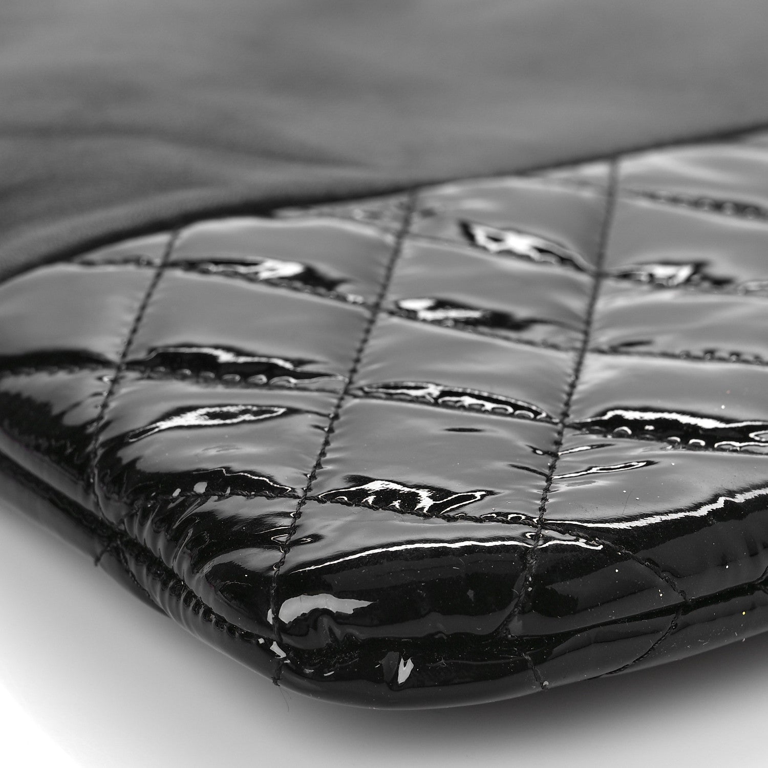 Chanel Lambskin Patent Quilted Large Cosmetic Case Black 8 of 12