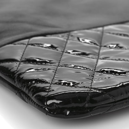 Chanel Lambskin Patent Quilted Large Cosmetic Case Black 8 of 12