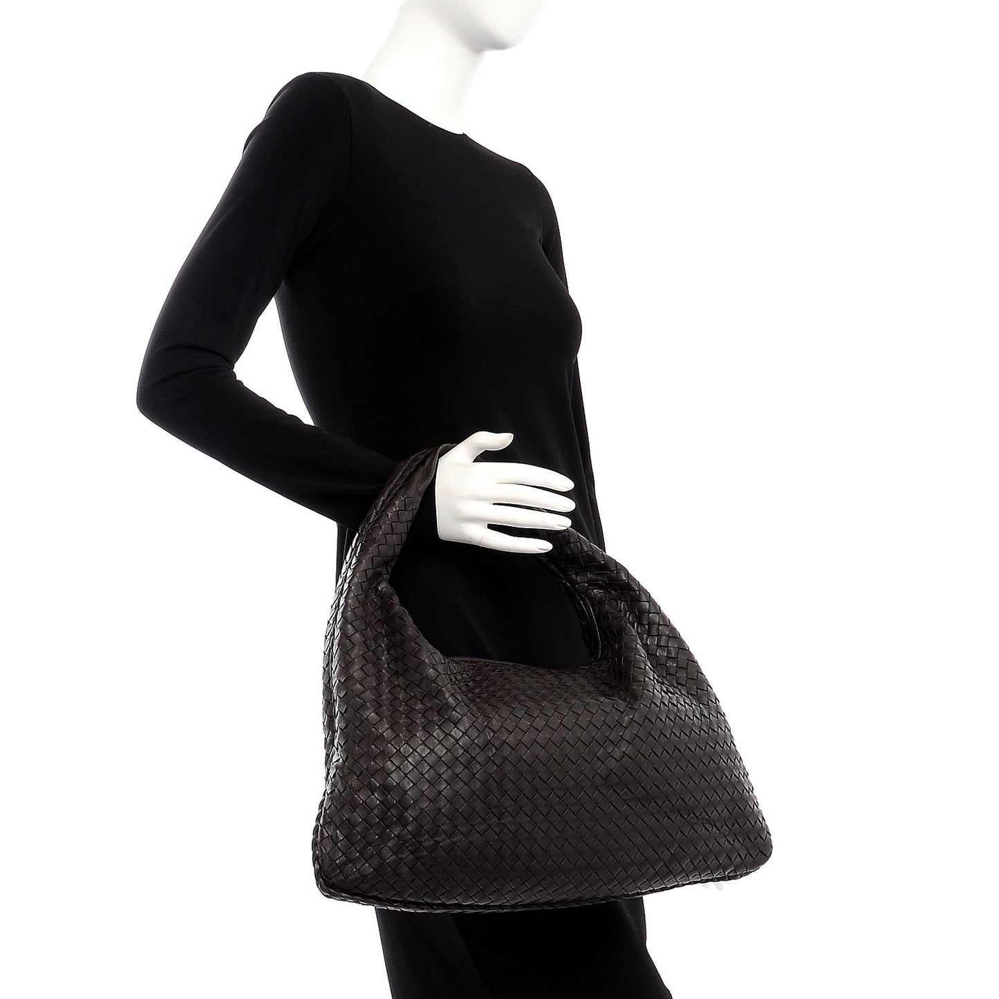 Nappa Intrecciato Large Veneta Hobo Ebano