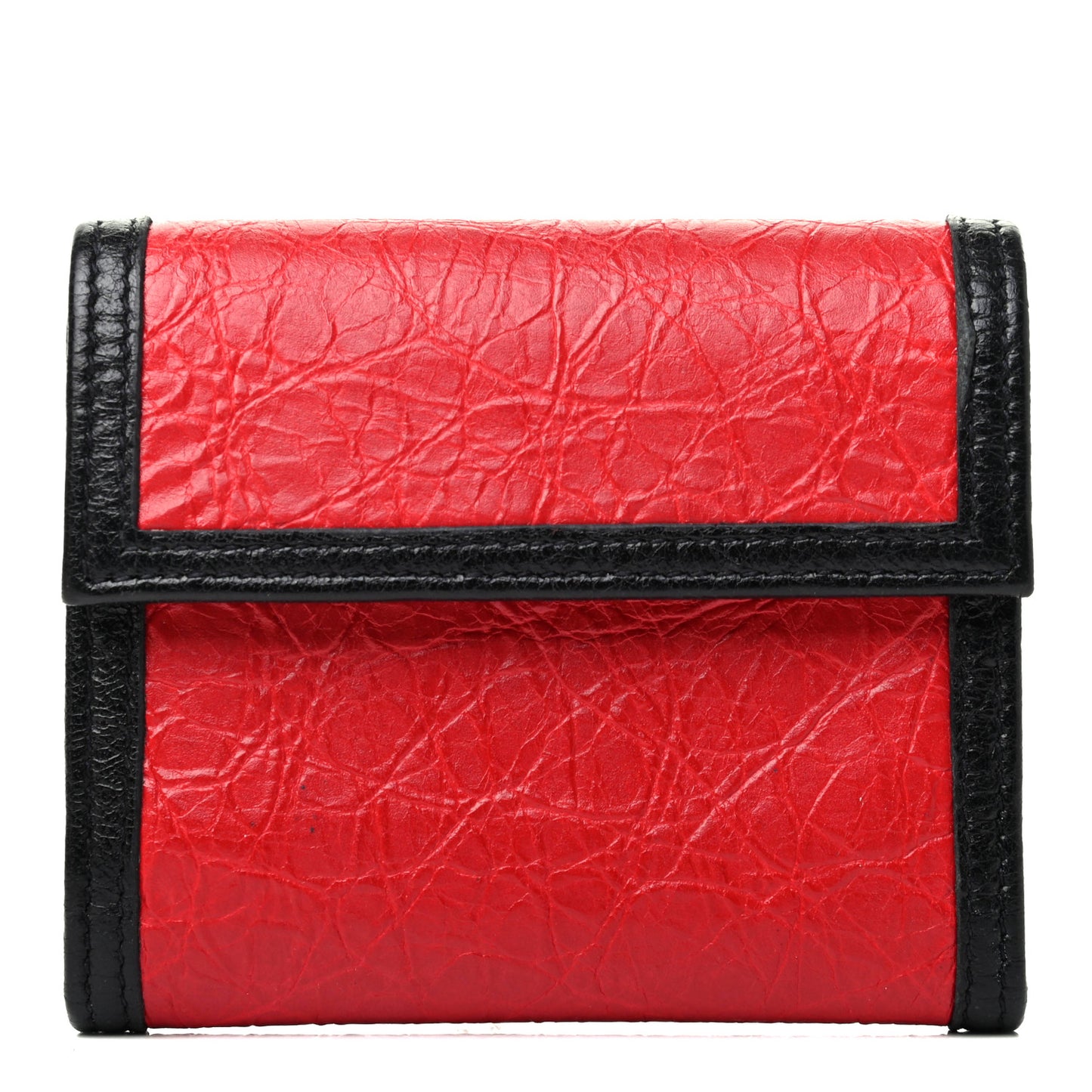 Agneau Compact Wallet Rouge Vif Black