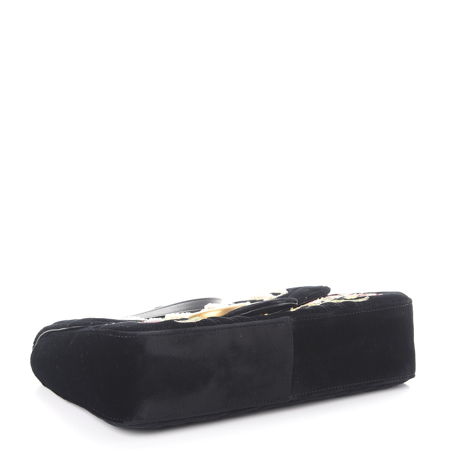 Gucci Velvet Matelasse Loved Embroidered Medium GG Marmont Shoulder Bag Black 4 of 8