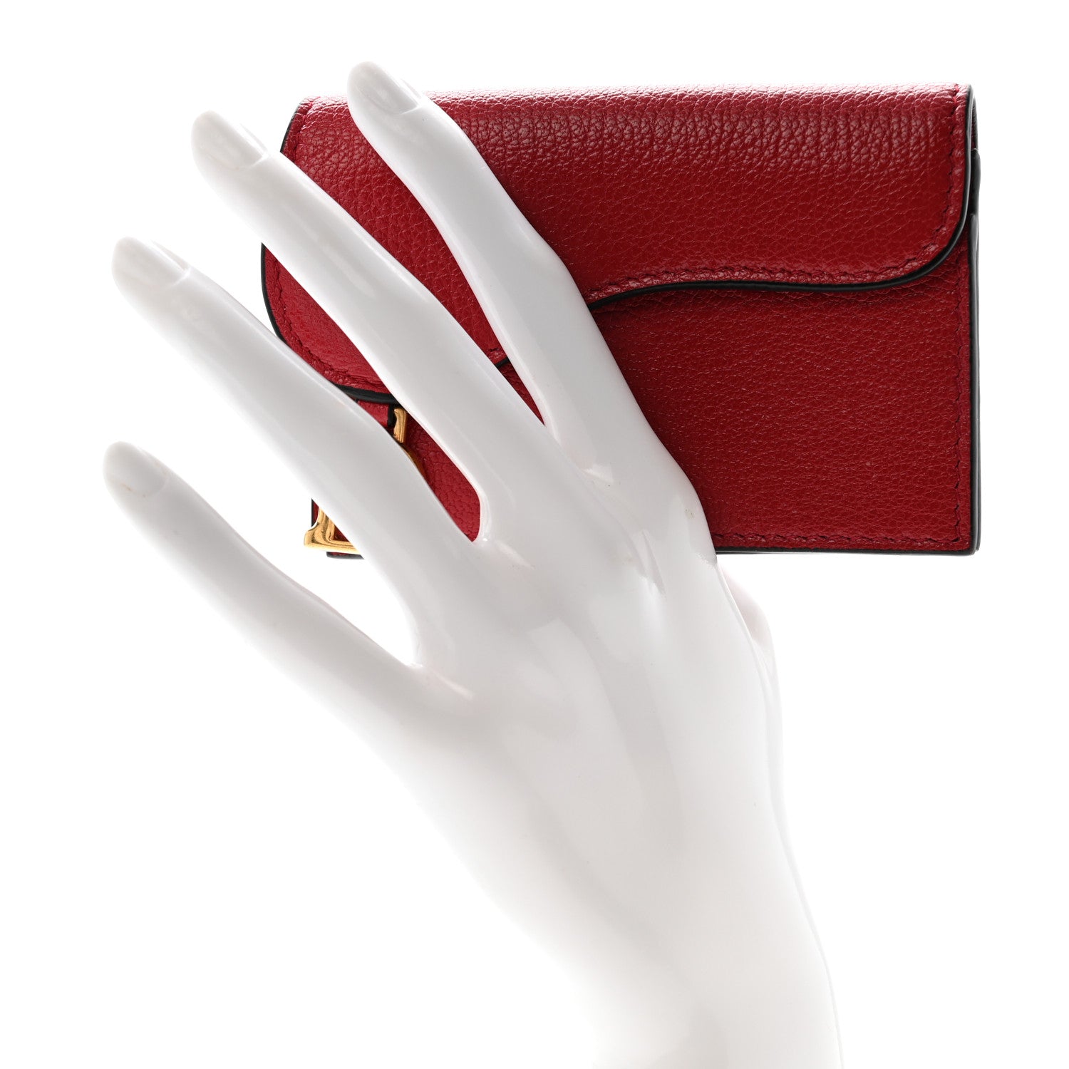 Christian Dior Goatskin Saddle Card Holder Mexican Red 2 of 7