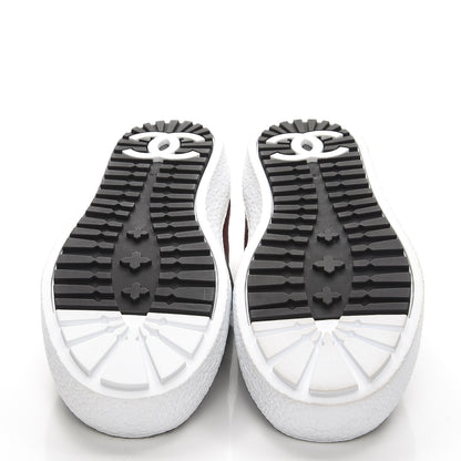 Chanel Suede Tweed Sneakers 37.5 Burgundy 15 of 20