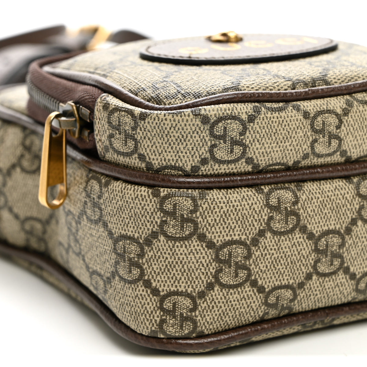 Gucci GG Supreme Monogram Mini Neo Vintage Double Zip Messenger Bag Beige New Acero Crop 10 of 13