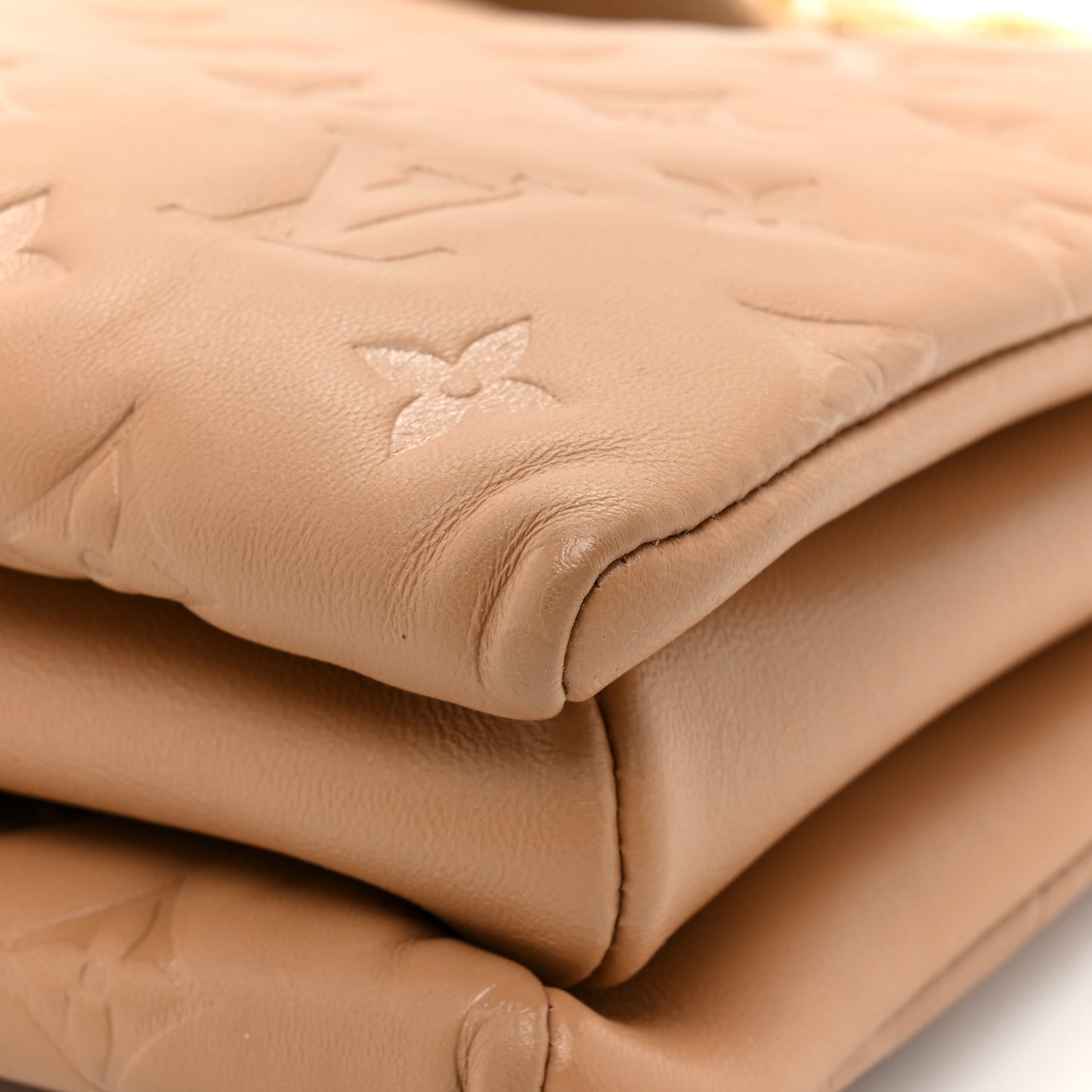 Lambskin Embossed Monogram Coussin PM Camel