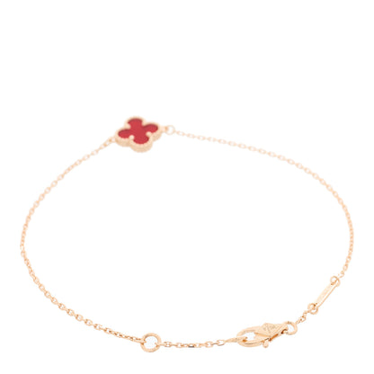 Van Cleef & Arpels 18K Rose Gold Carnelian Sweet Alhambra Bracelet 2 of 5
