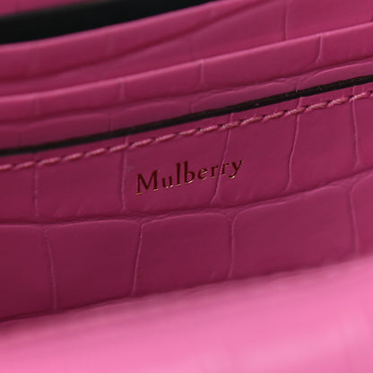 Mulberry Calfskin Crocodile Embossed Small Harlow Satchel Raspberry Pink 6 of 8