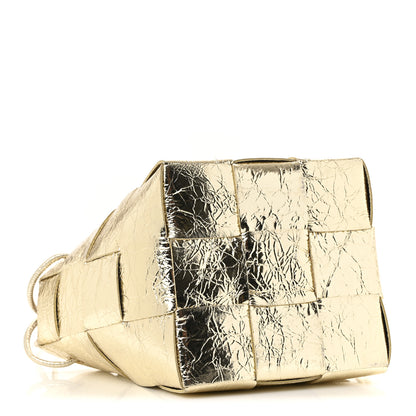 Bottega Veneta Metallic Crushed Nappa Maxi Intrecciato Small Cassette Bucket Bag Gold 4 of 10