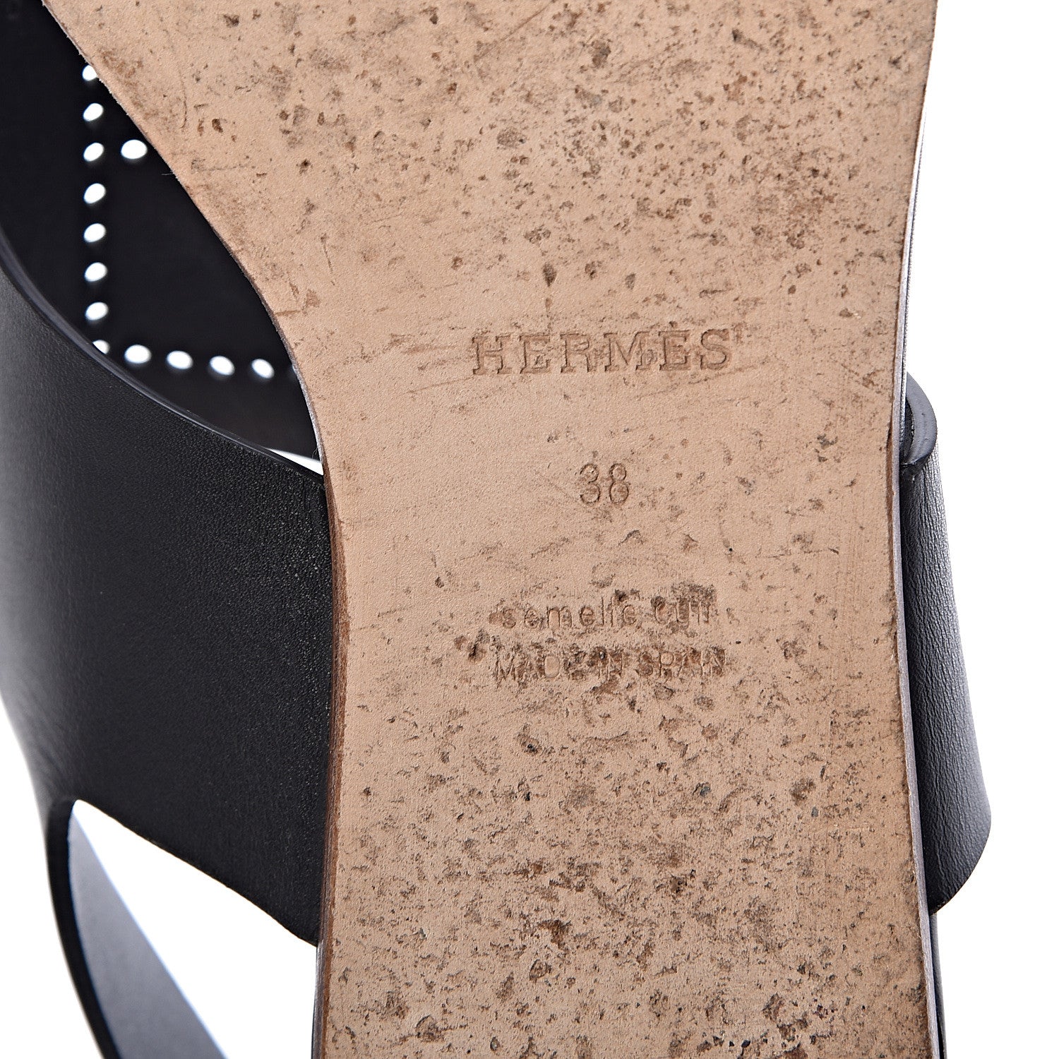 Hermes Calfskin Kola Sandals 38 Black 6 of 7