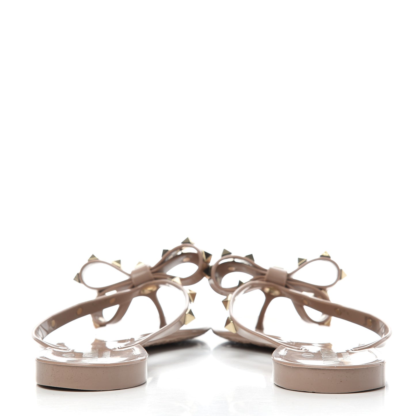 PVC Jelly Rockstud Bow Thong Sandals 39 Poudre