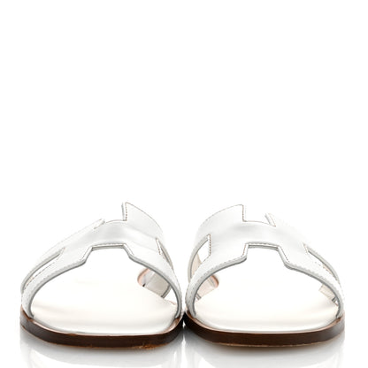 Hermes Box Calfskin Oran Sandals 38.5 White 3 of 10