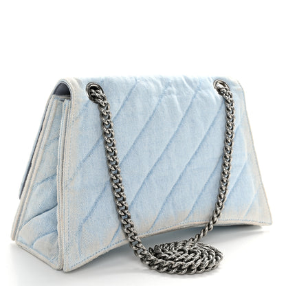 Balenciaga Crushed Washed Denim Quilted Medium Crush Chain Bag Pale Blue 3 of 11