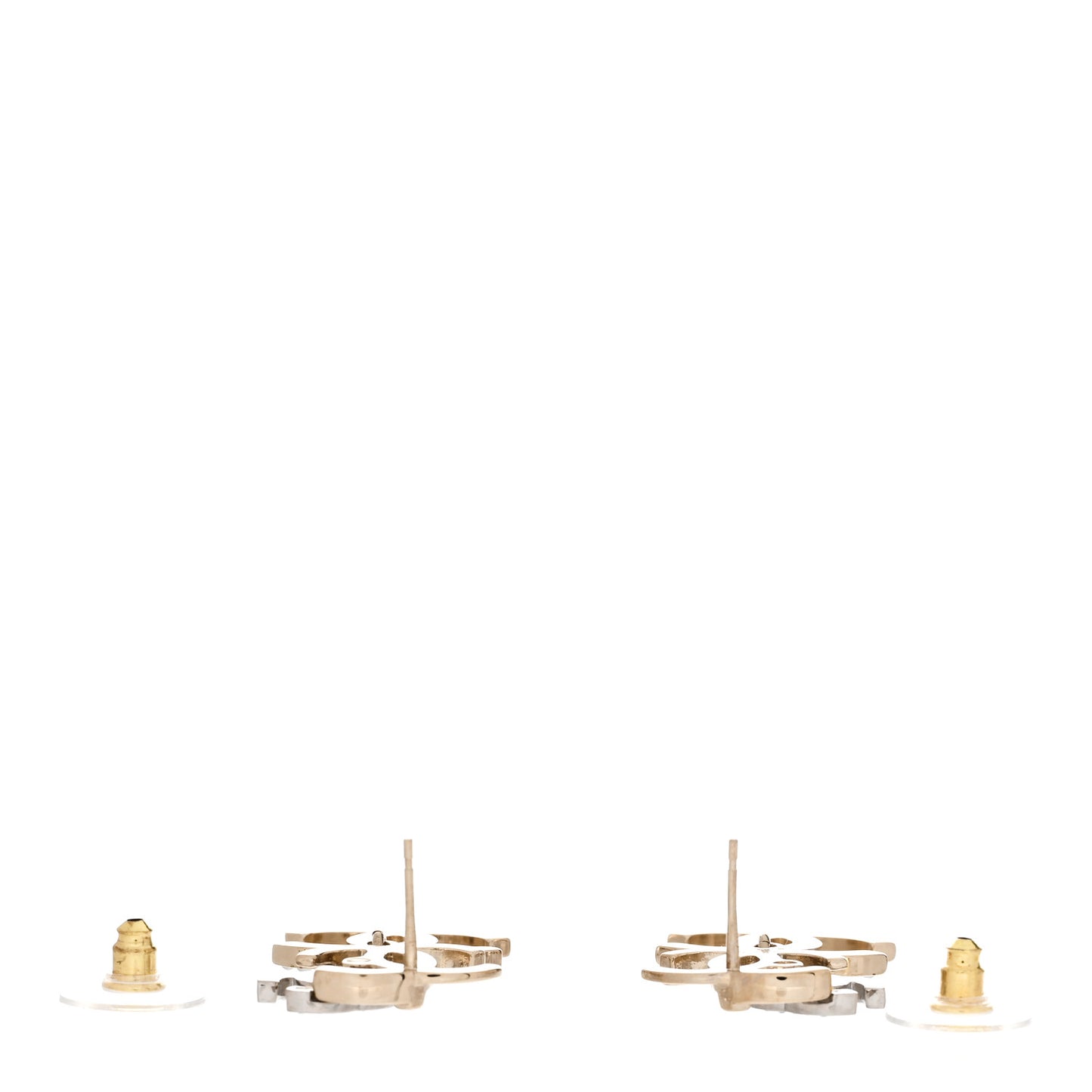 Crystal Pearl Double CC Drop Earrings Gold Silver