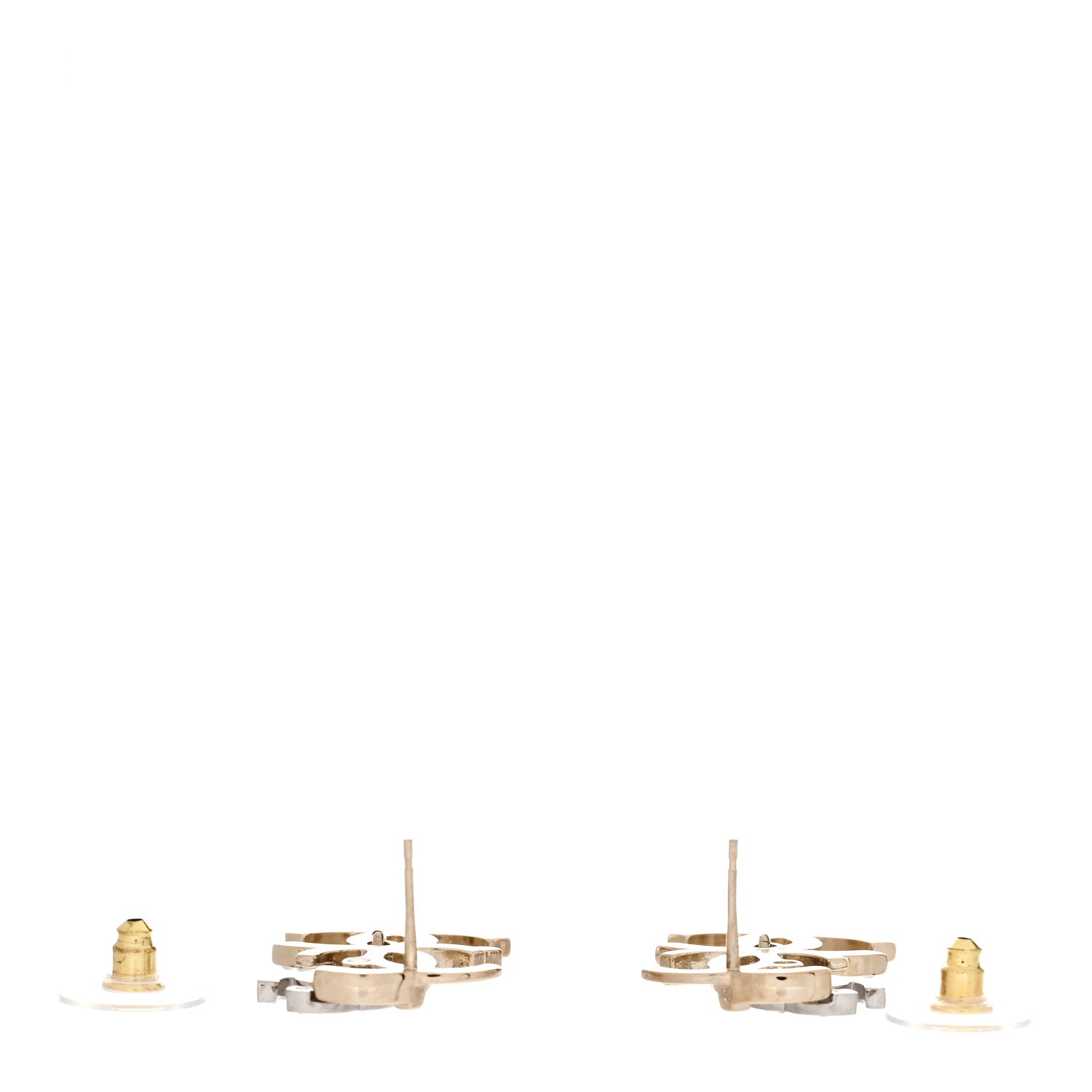 Chanel Crystal Pearl Double CC Drop Earrings Gold Silver 3 of 5