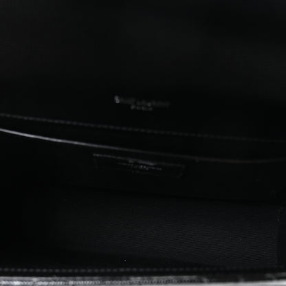 Saint Laurent Grain De Poudre Textured Mixed Matelasse Triquilt Medium Monogram Satchel Black 5 of 10