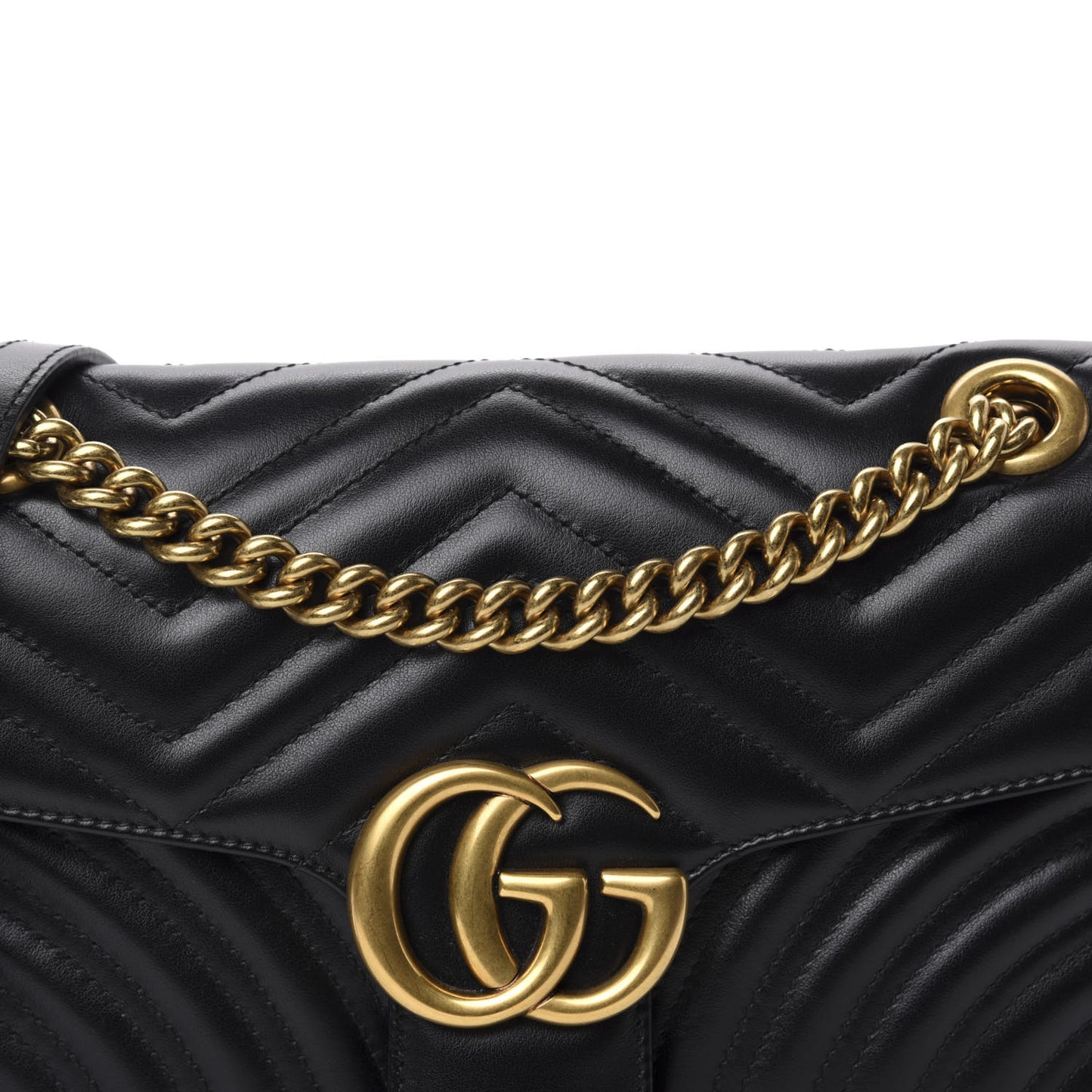 Calfskin Matelasse Small GG Marmont Shoulder Bag Black