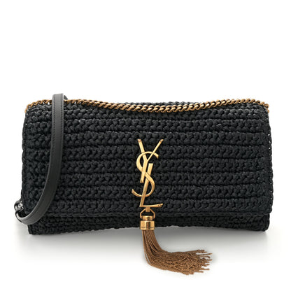 Saint Laurent Raffia Monogram Tassel Kate 99 Black 1 of 11