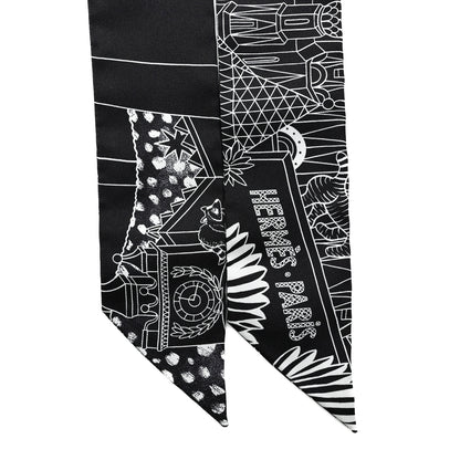 Hermes Silk Animapolis Twilly Black White 2 of 4