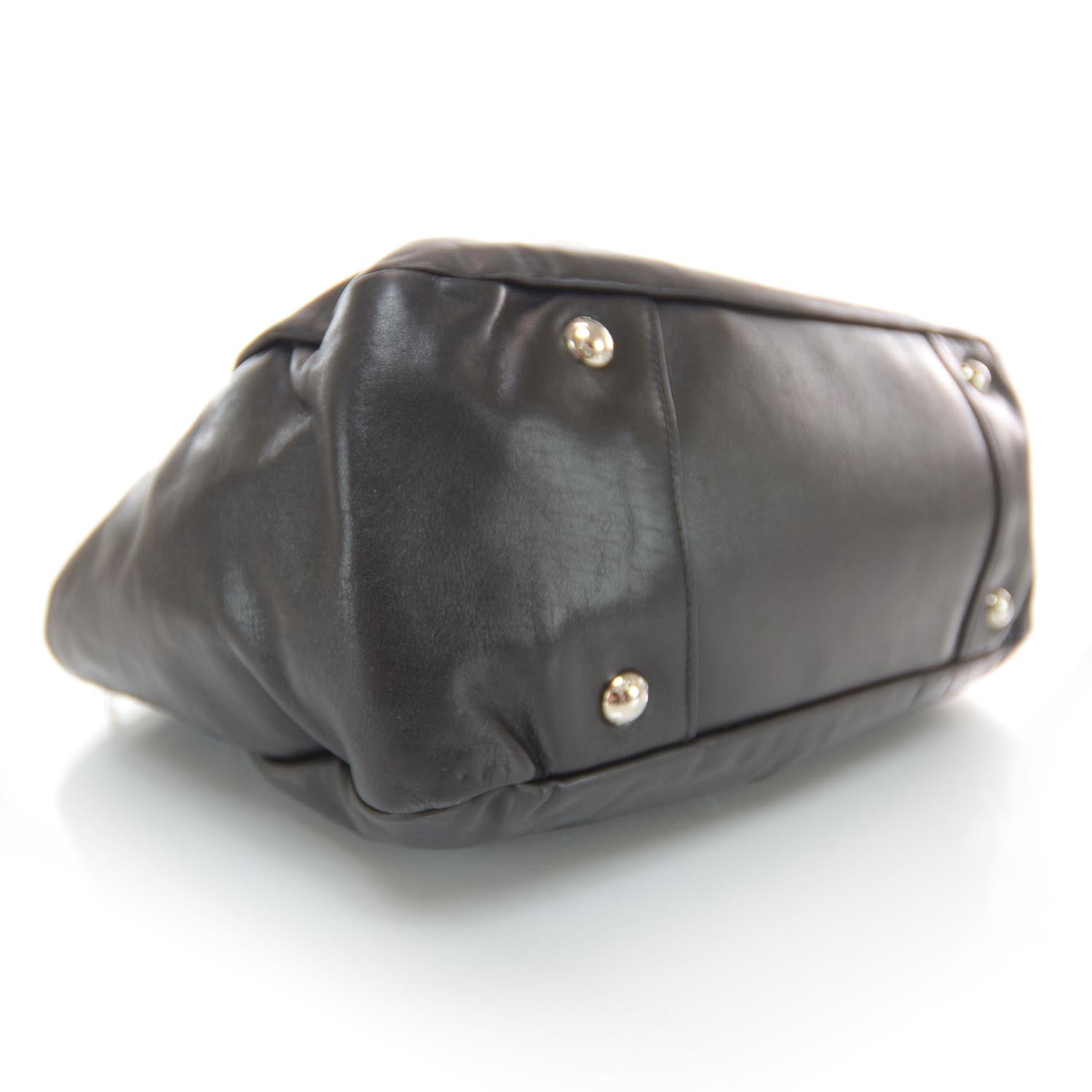 Prada Soft Calf Pleated Hobo Nero Black 4 of 7
