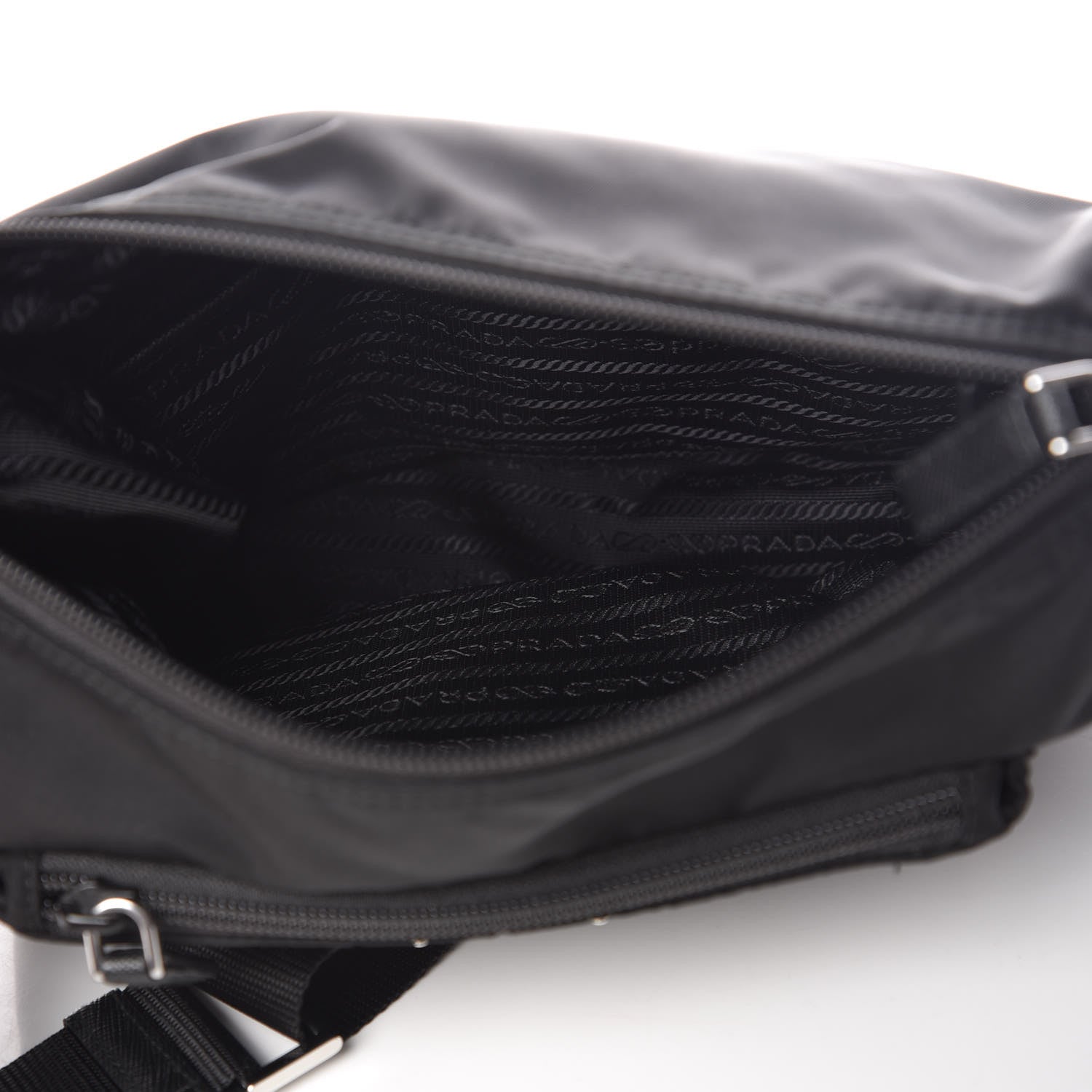 Prada Nylon Flat Messenger Bag Black 5 of 10