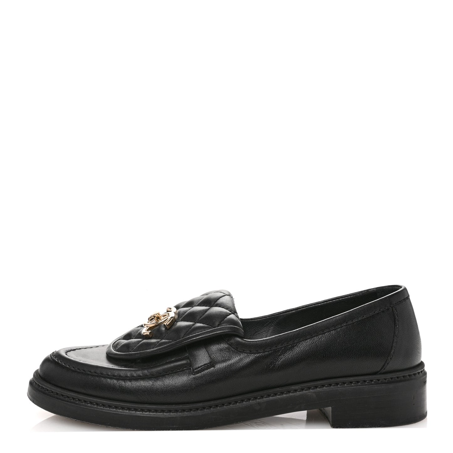 Lambskin Quilted CC Turnlock Loafers 38.5 Black
