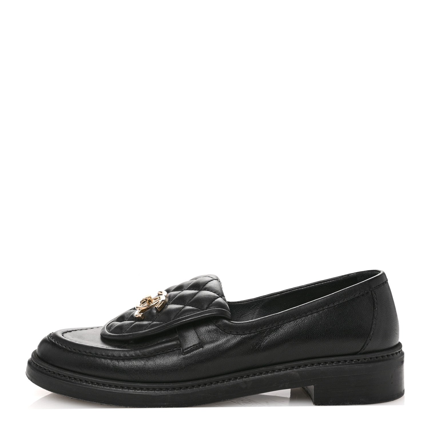Chanel Lambskin Quilted CC Turnlock Loafers 38.5 Black 1 of 11
