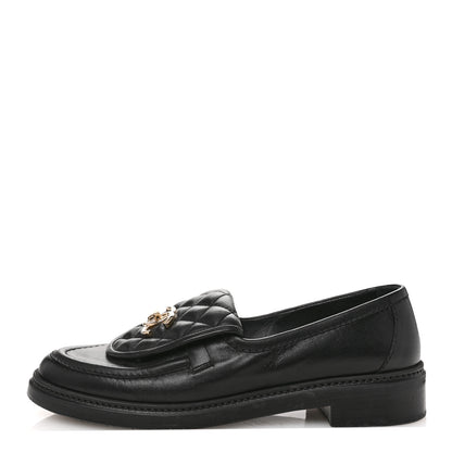 Chanel Lambskin Quilted CC Turnlock Loafers 38.5 Black 1 of 11