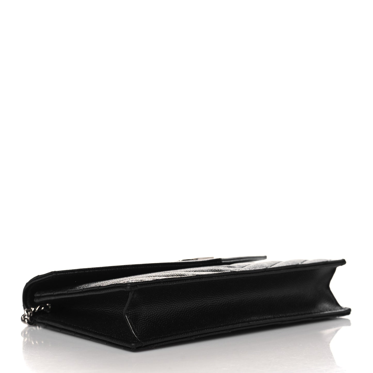 Grain De Poudre Matelasse Chevron Monogram Envelope Chain Wallet Black