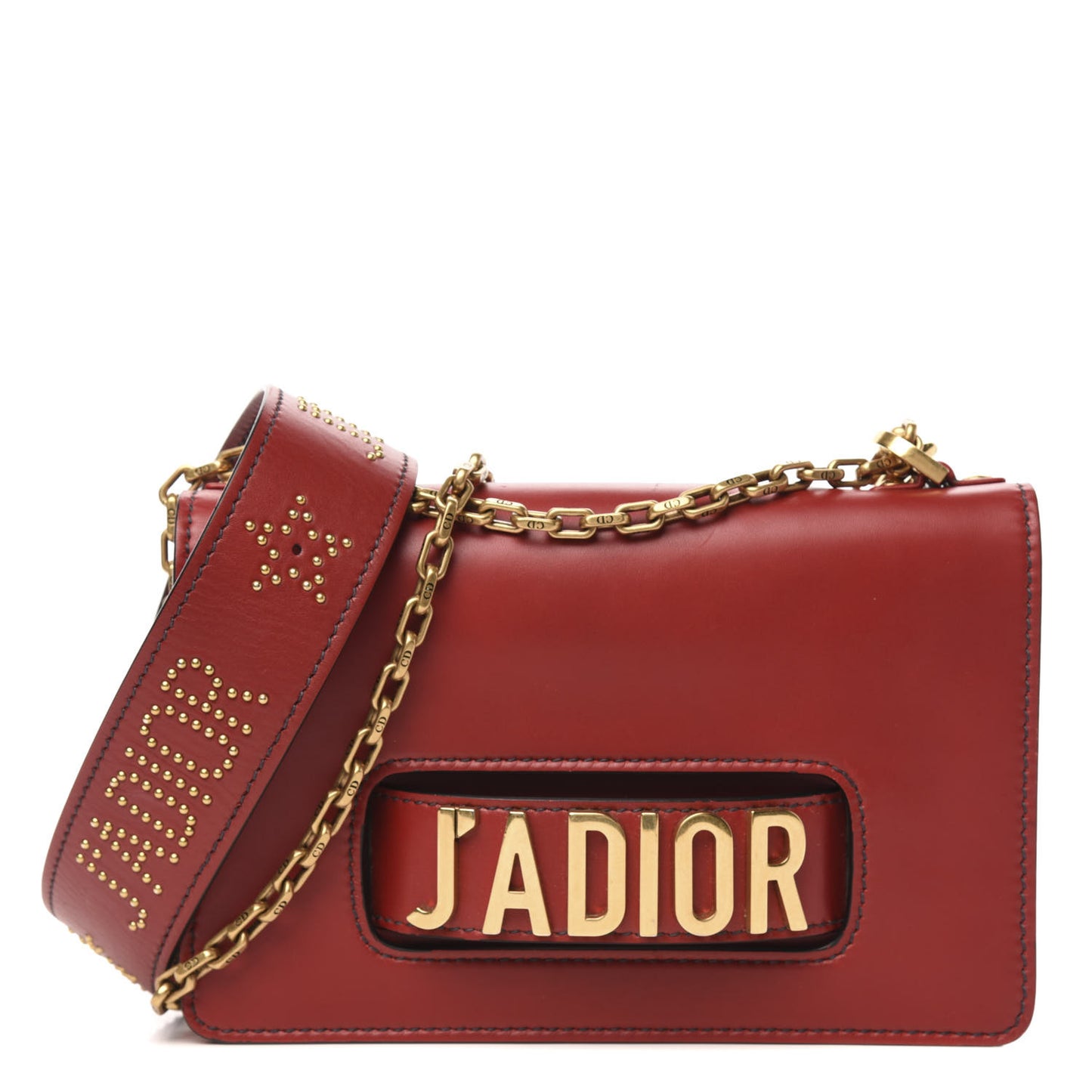 Smooth Calfskin Studded Dio(r)evolution Flap Bag Red