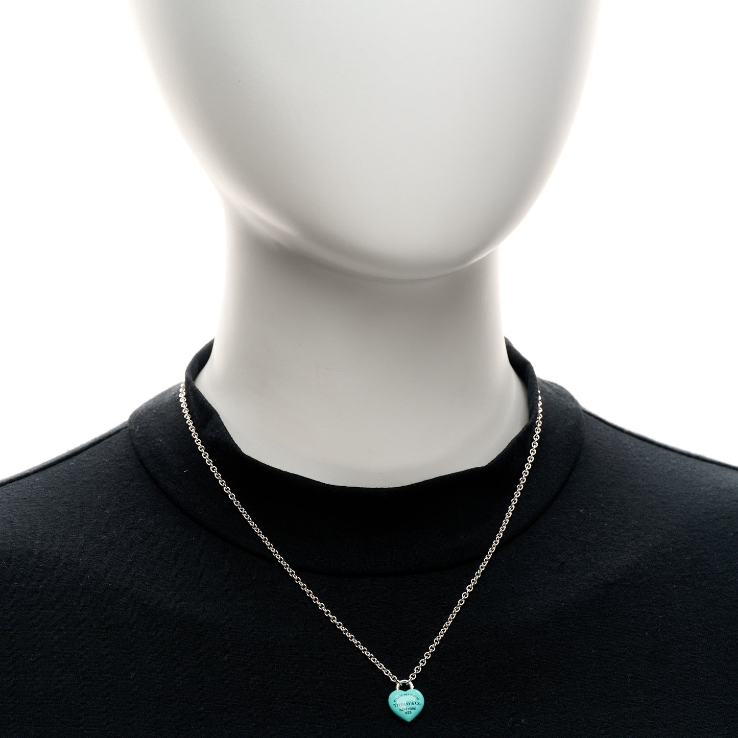 Sterling Silver Enamel Return to Tiffany Full Heart Pendant Necklace Blue