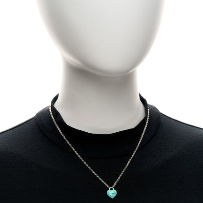 Tiffany Sterling Silver Enamel Return to Tiffany Full Heart Pendant Necklace Blue 2 of 6