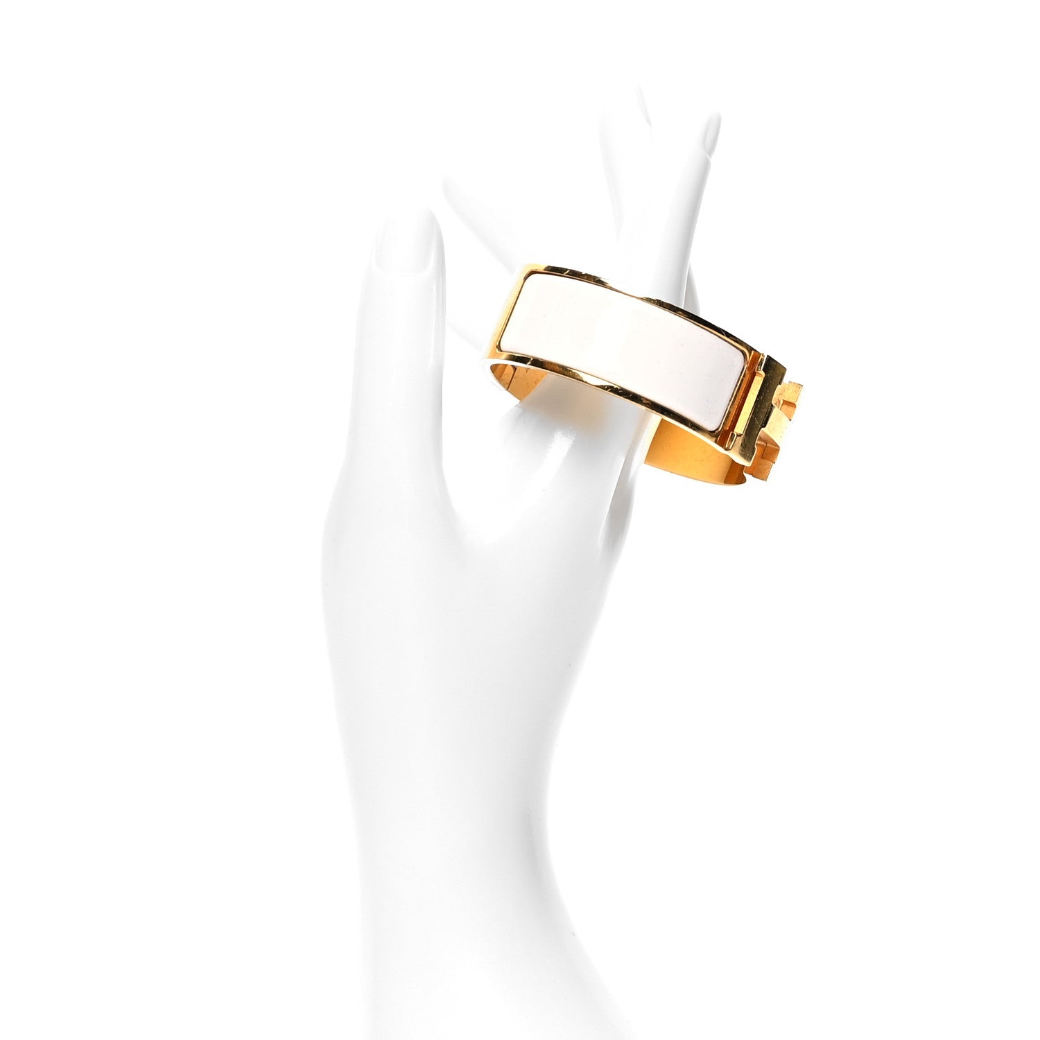 Hermes Enamel Wide Clic Clac H Bracelet GM White 2 of 5