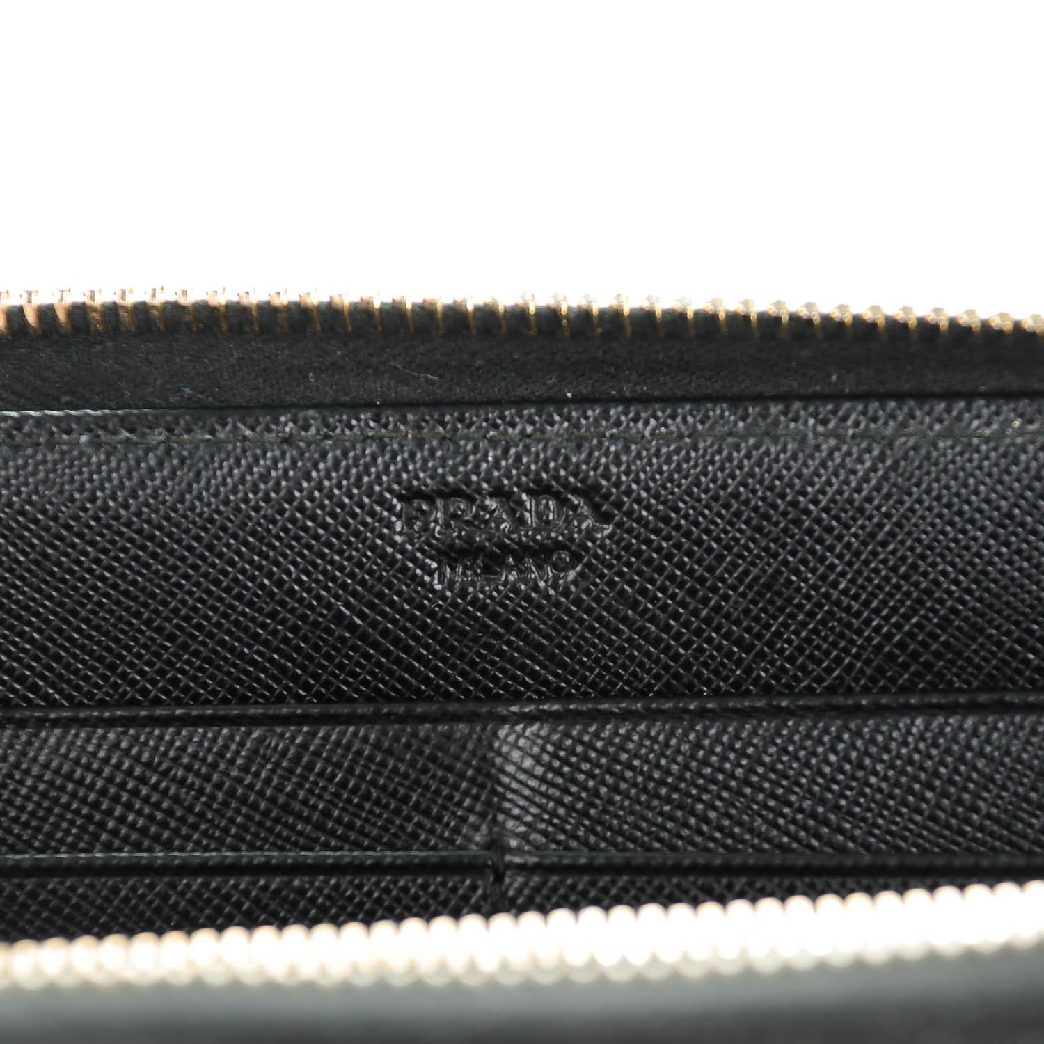 Prada Saffiano Triangle Zip Around Wallet Nero Black 6 of 7