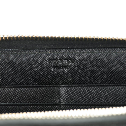 Prada Saffiano Triangle Zip Around Wallet Nero Black 6 of 7