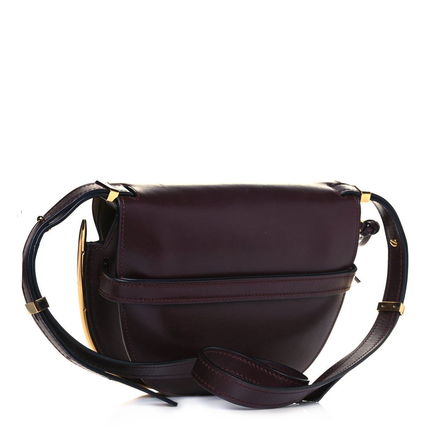 Calfskin Small Metal Gate Crossbody Bag Oxblood