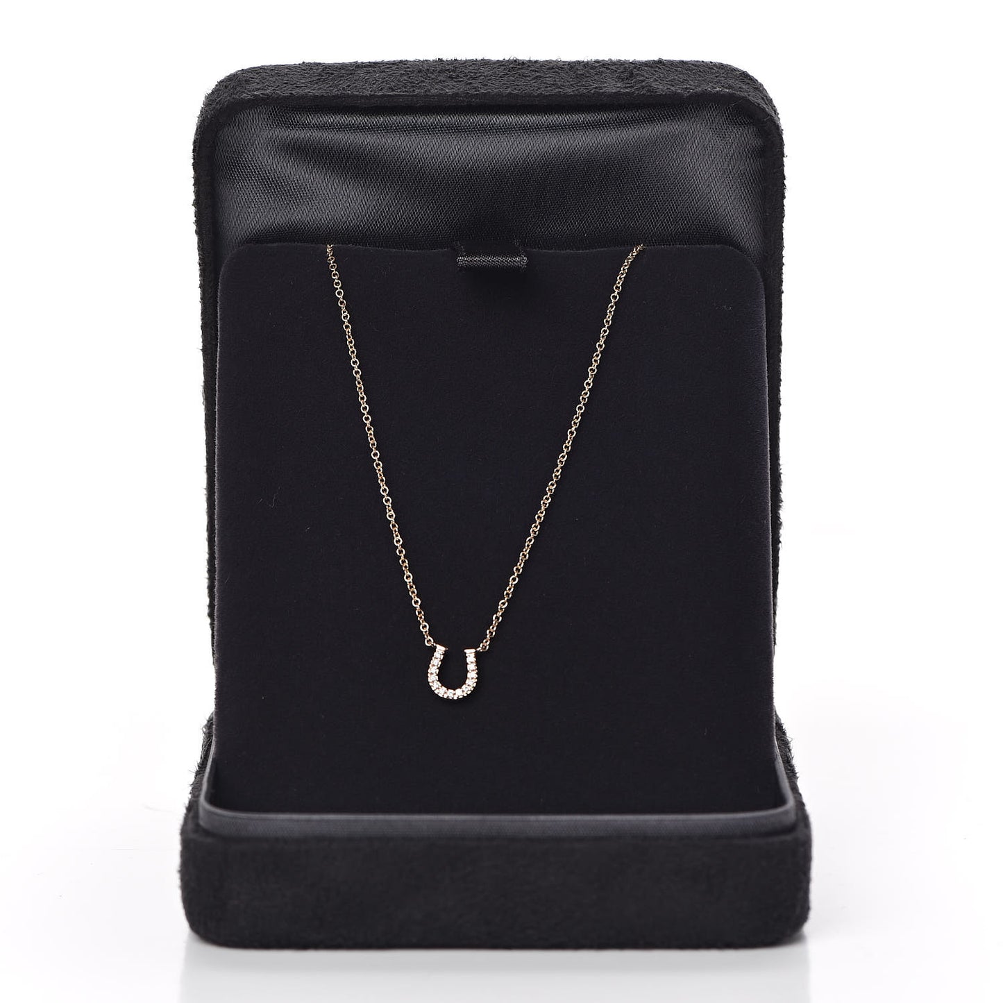 18K Rose Gold Diamond Mini Metro Horseshoe Pendant Necklace