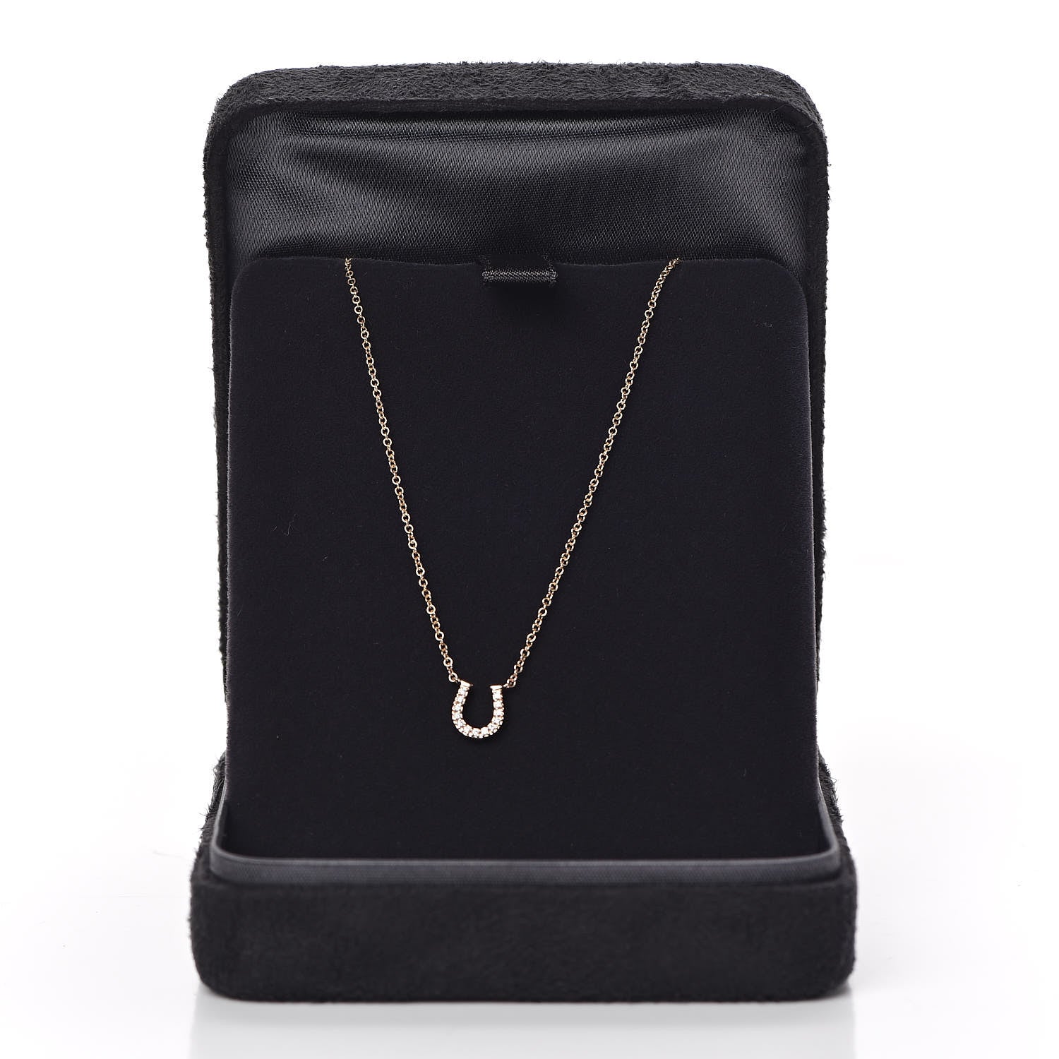 Tiffany 18K Rose Gold Diamond Mini Metro Horseshoe Pendant Necklace 7 of 7