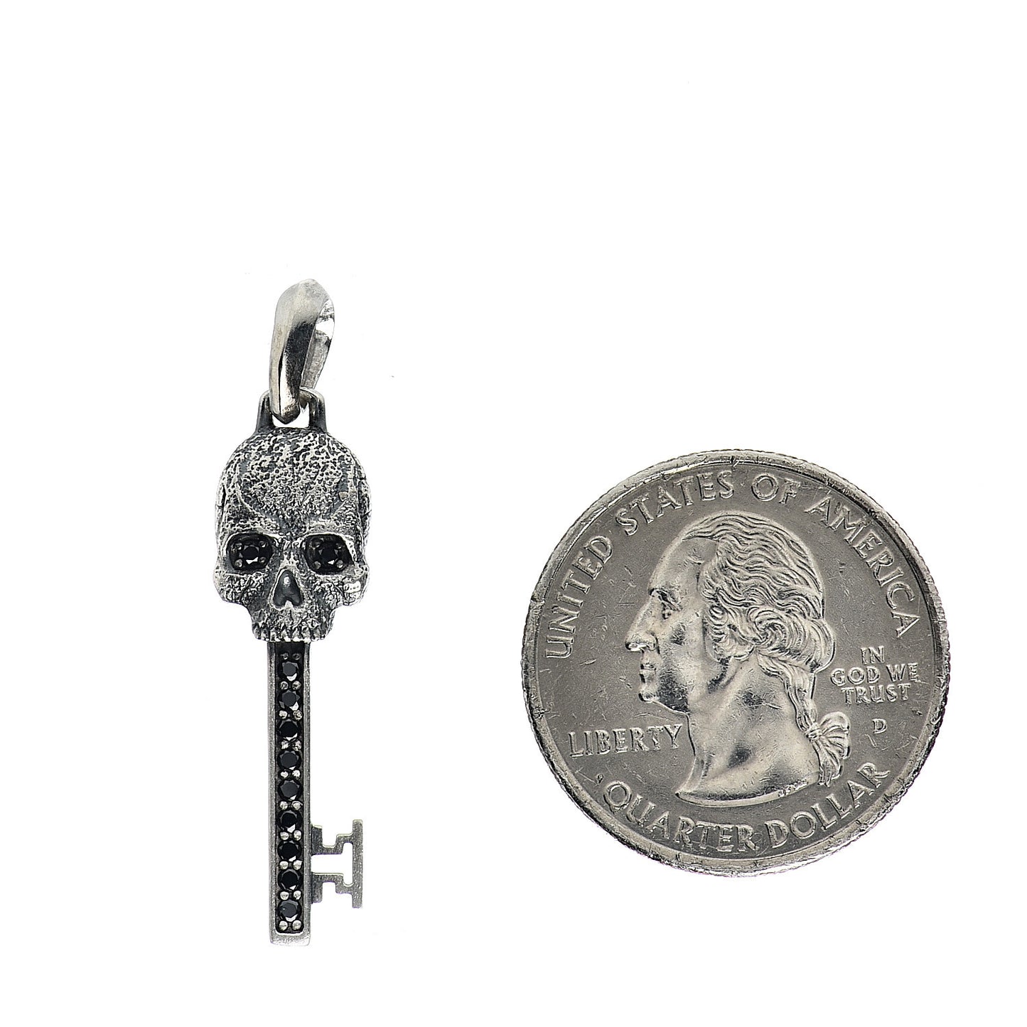 Sterling Silver Black Diamond Petrvs Skull Pendant