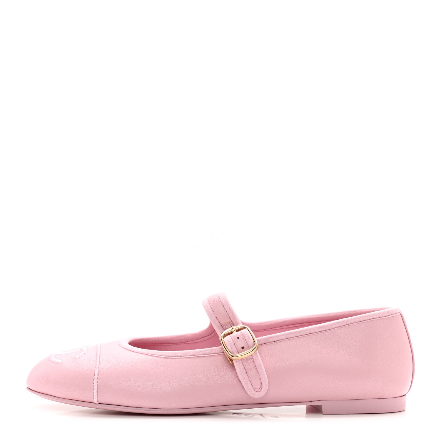 Chanel Lambskin Mary Jane Flats 37.5 Pink 1 of 8