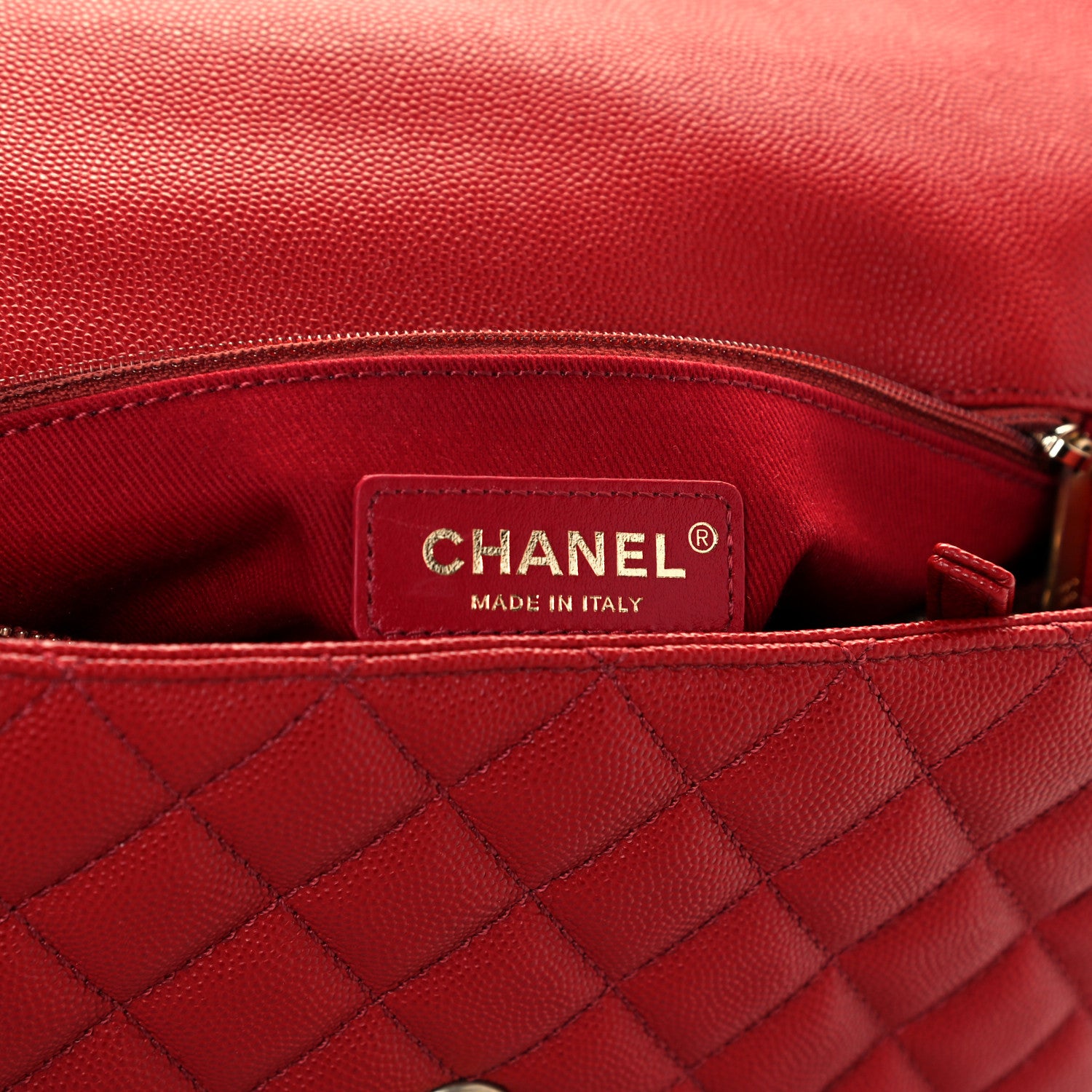 Chanel Caviar Lizard Embossed Quilted Small Coco Handle Flap Red 8 of 10