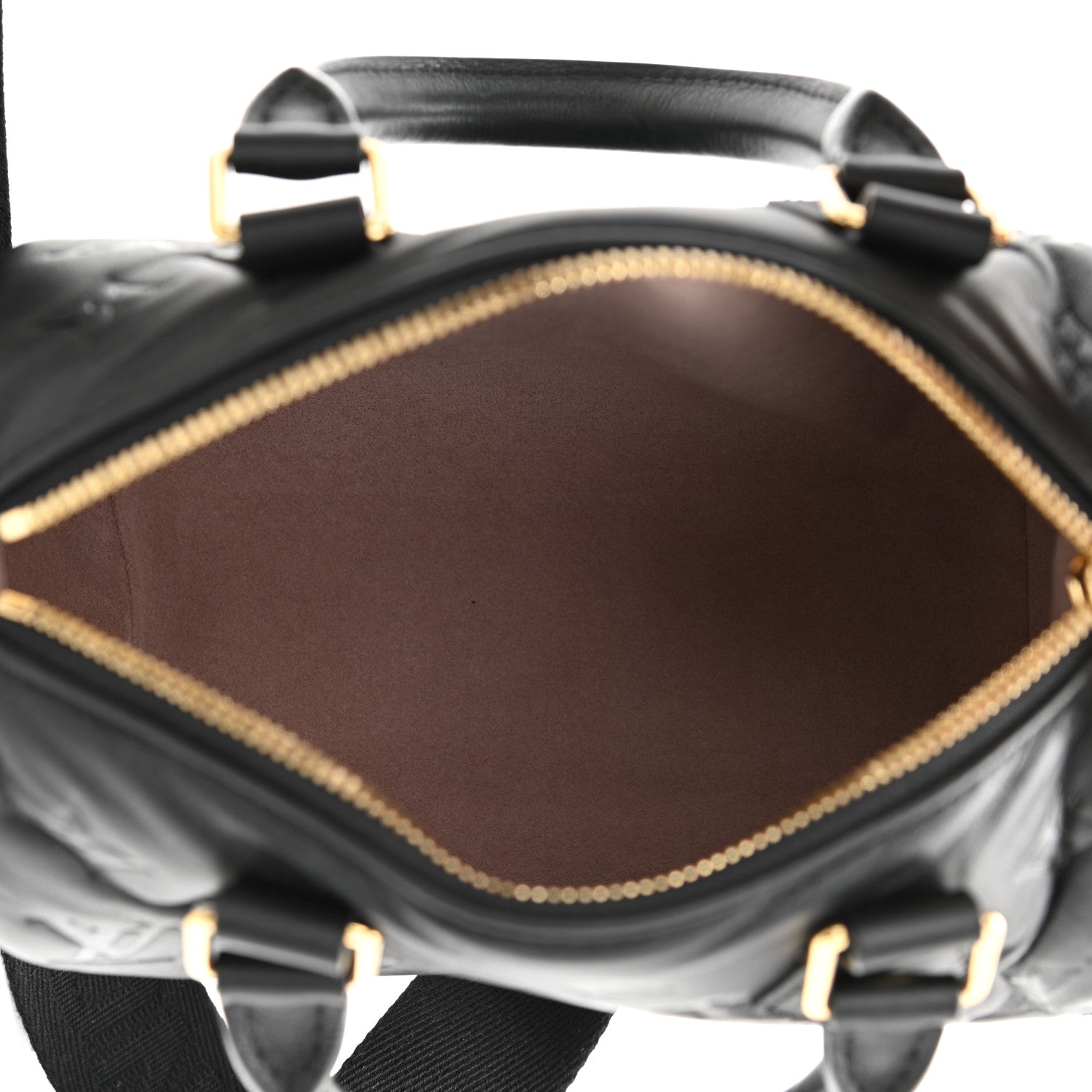 Louis Vuitton Lambskin Embossed Monogram Speedy 22 Bandouliere Black 5 of 9