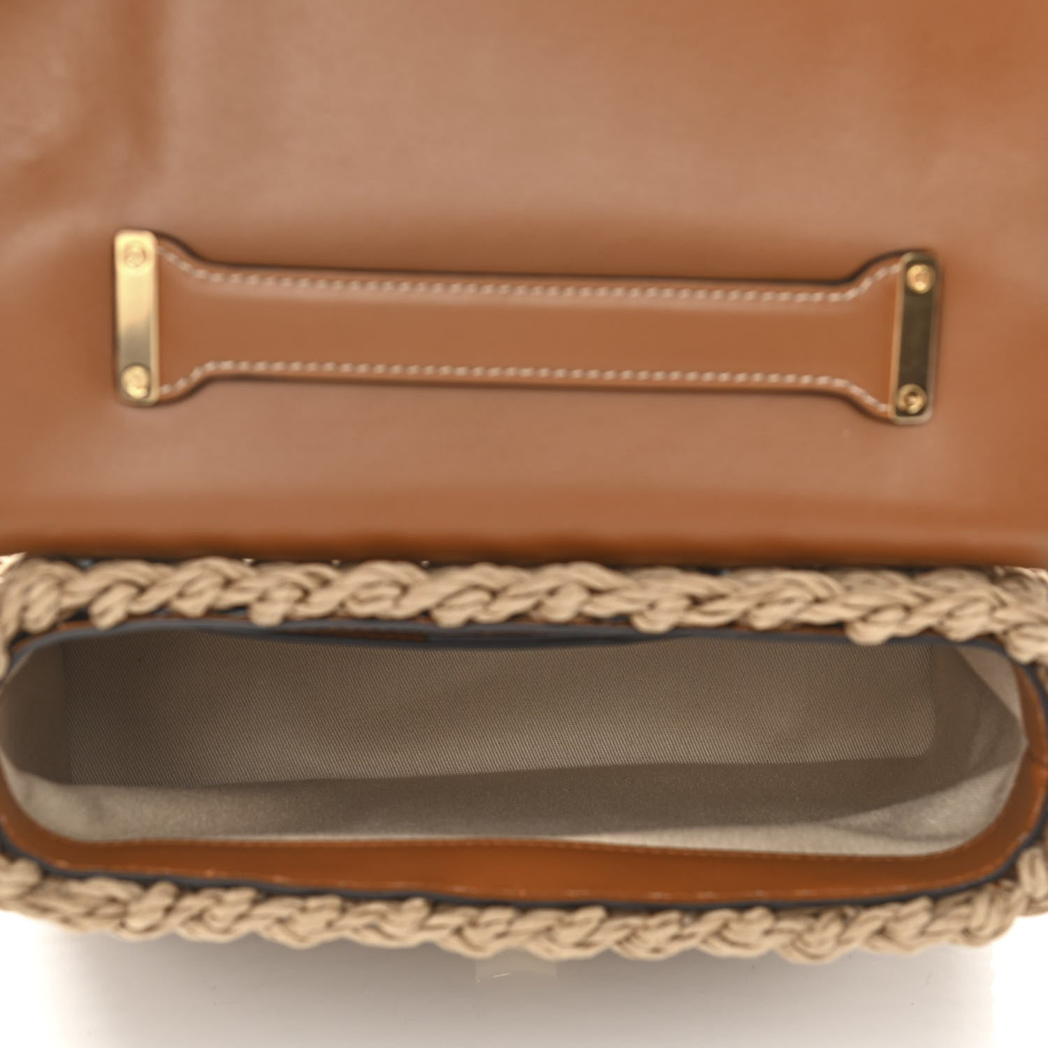 Salvatore Ferragamo Calfskin Wicker Margot Top Handle Satchel Brown 5 of 11