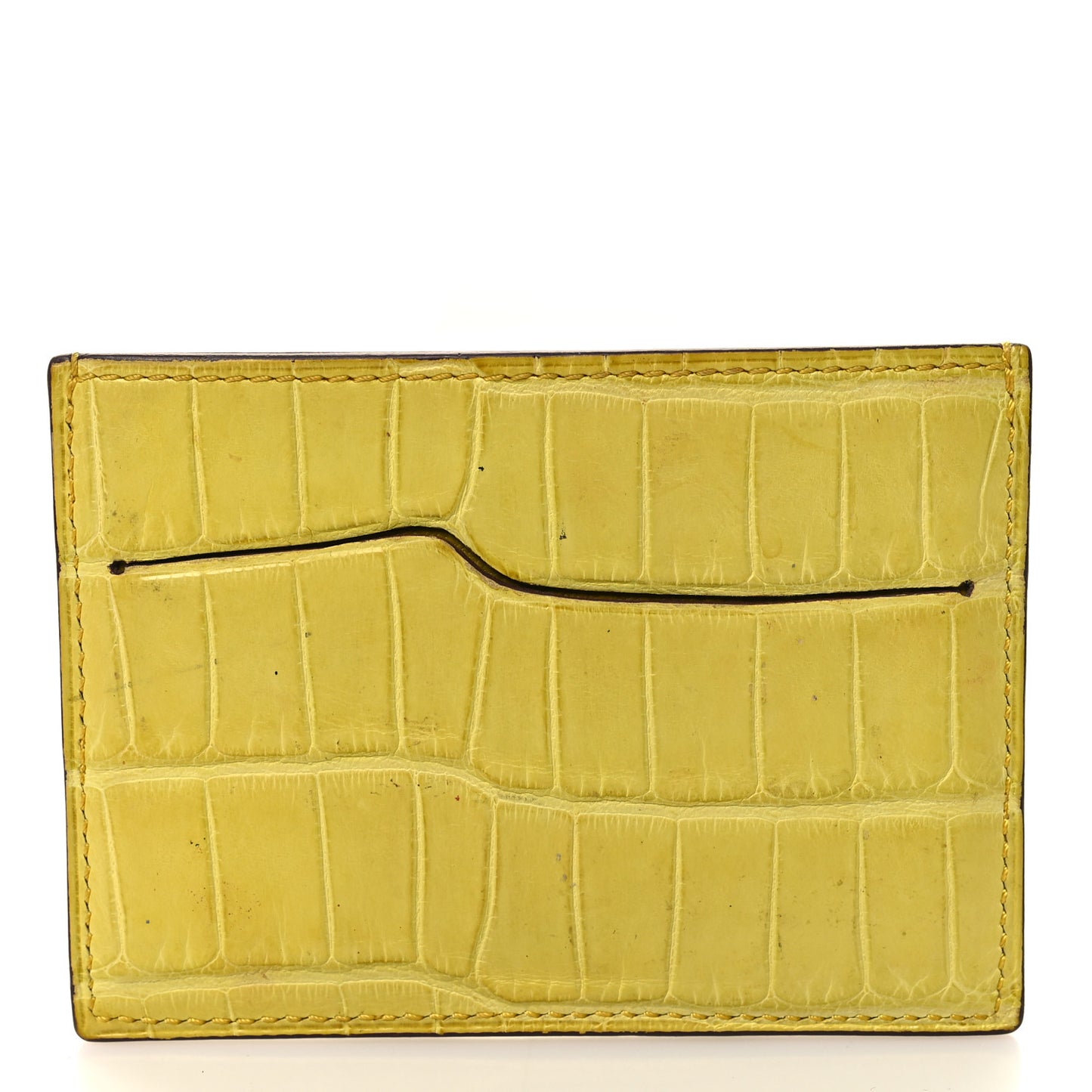 Matte Alligator Petit H Card Case Mimosa